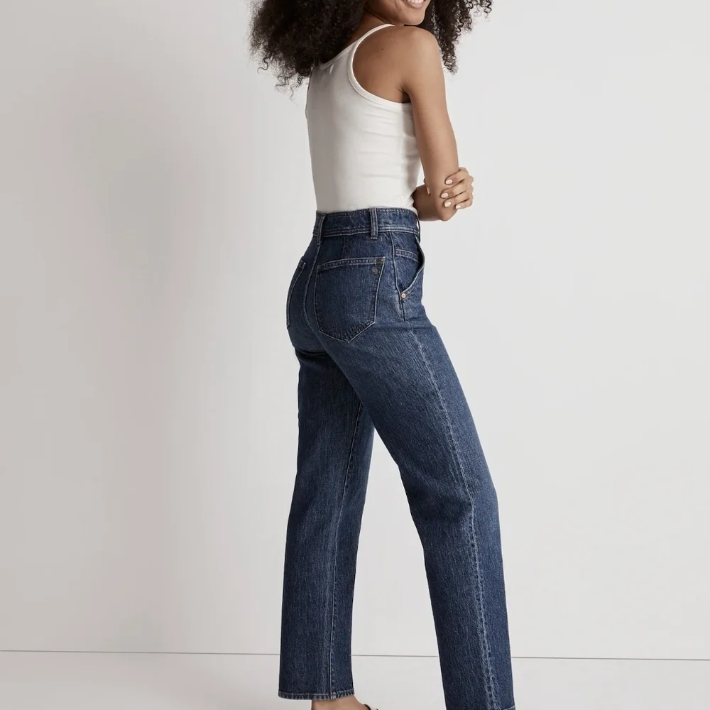 Madewell Perfect Vintage Straight Jeans Size 31 Dark Wash Hemp Blend Premium - Picture 3 of 9